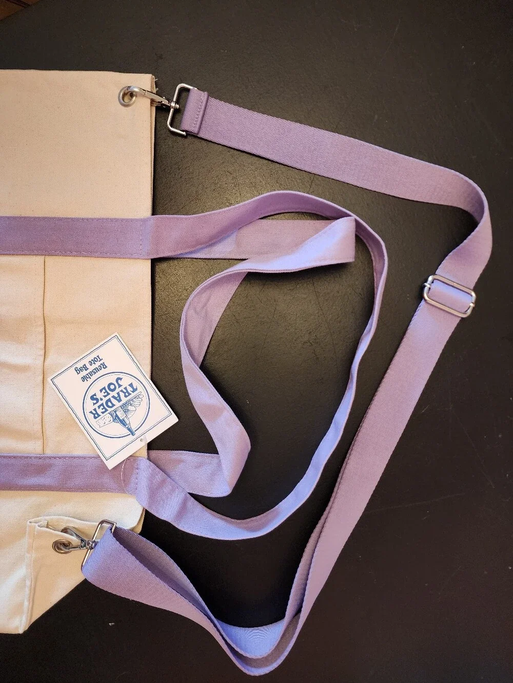 Lavender/Purple Custom Trader Joe's Large Tote Bag with Matching Accessories